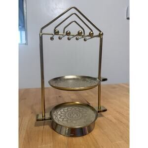 Gold Tone Jewelry Stand With A Swivel Middle Stand Earrings Necklaces Bracelets